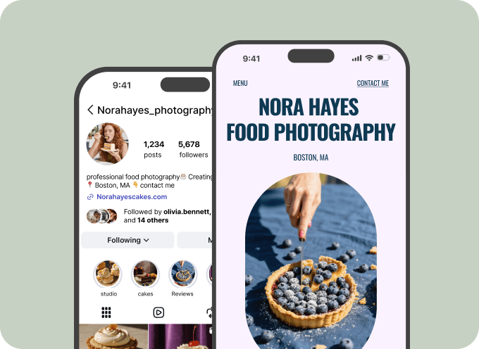 Instagram profile transformed into a professional website